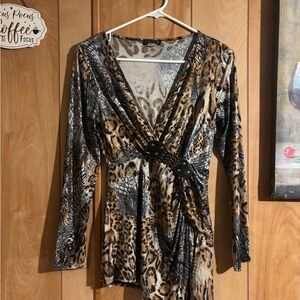 Animal Print Long Sleeve Dress